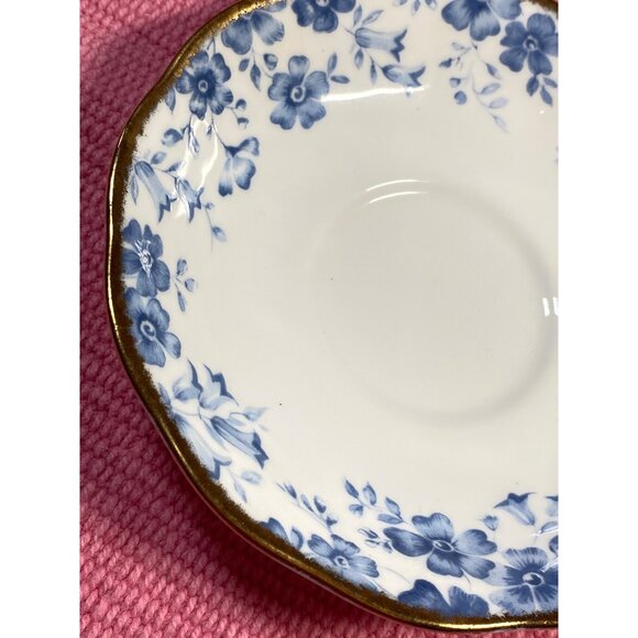 VTG Royal Albert Paradise Blue Floral Bone China Cup Saucer Gold Trim England - Picture 4 of 14